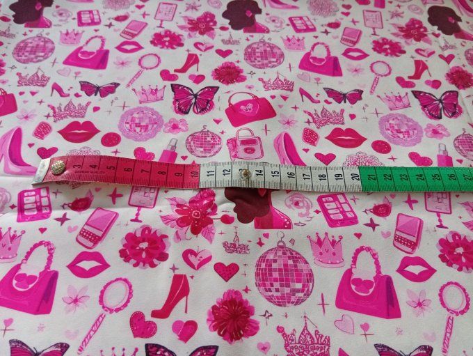 Coupon de tissu imprimé polyester souple et doux motifs accessoires de mode roses girly top qualité