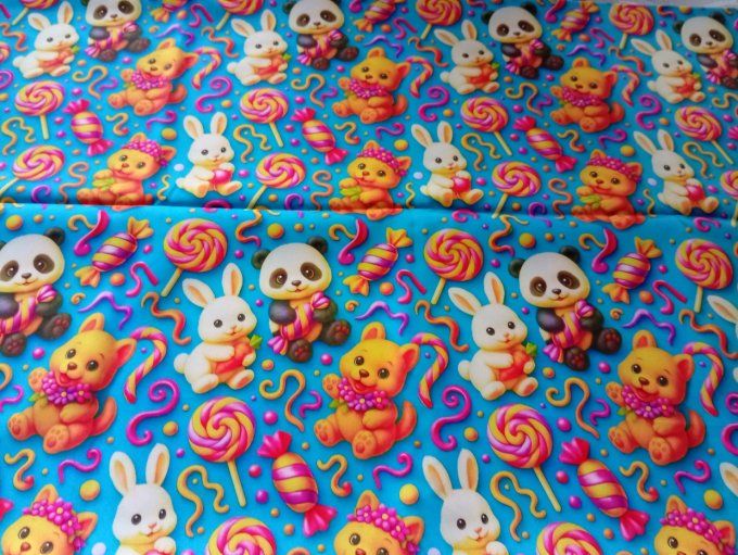 Coupon de tissu imprimé polyester souple et doux motifs animaux style kawaii top qualité