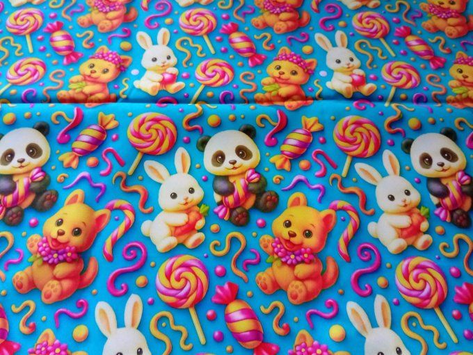 Coupon de tissu imprimé polyester souple et doux motifs animaux style kawaii top qualité