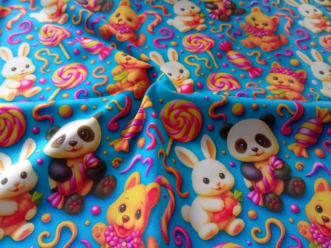 Coupon de tissu imprimé polyester souple et doux motifs animaux style kawaii top qualité
