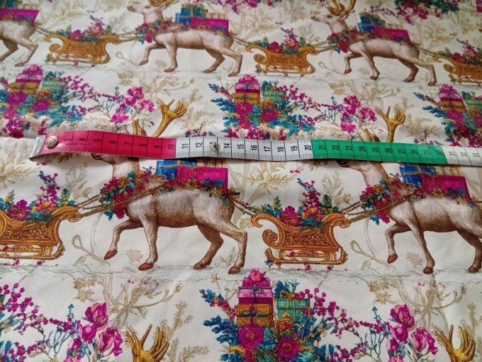 Coupon de tissu imprimé polyester souple et doux motifs rennes animaux Noël top qualité