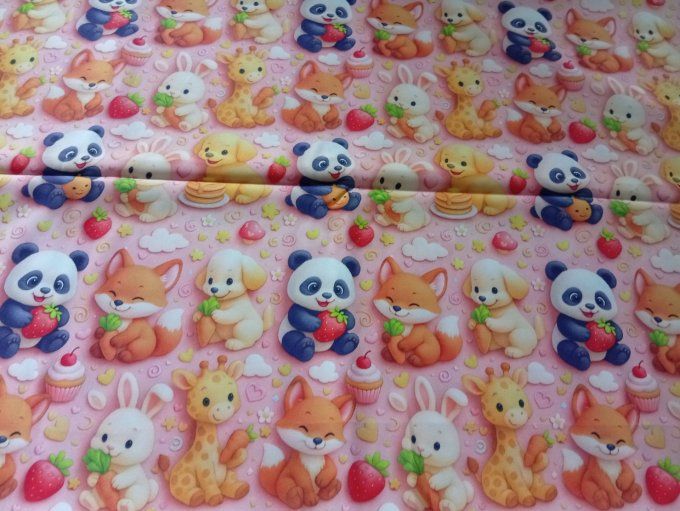 Coupon de tissu imprimé polyester souple et doux motifs animaux style Kawaii enfants top qualité