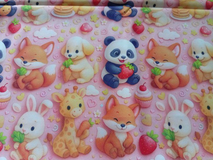 Coupon de tissu imprimé polyester souple et doux motifs animaux style Kawaii enfants top qualité