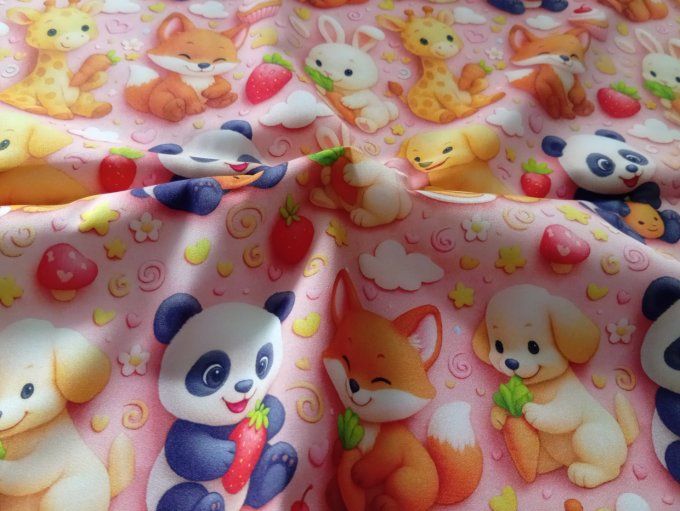 Coupon de tissu imprimé polyester souple et doux motifs animaux style Kawaii enfants top qualité