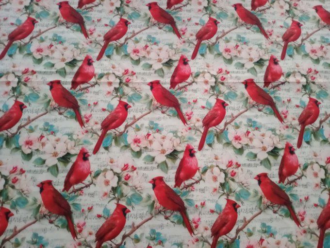 Coupon de tissu imprimé polyester souple et doux motifs oiseaux animaux top qualité