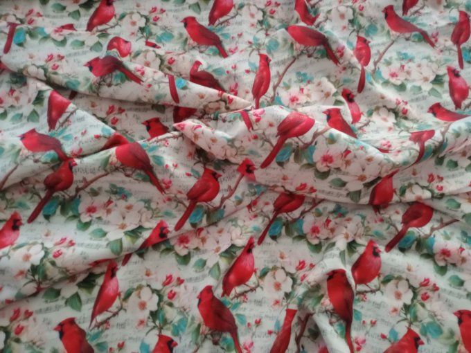 Coupon de tissu imprimé polyester souple et doux motifs oiseaux animaux top qualité