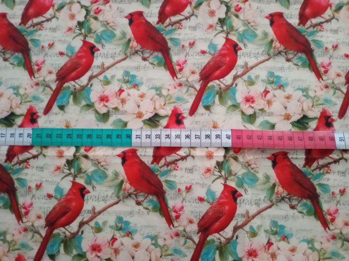 Coupon de tissu imprimé polyester souple et doux motifs oiseaux animaux top qualité