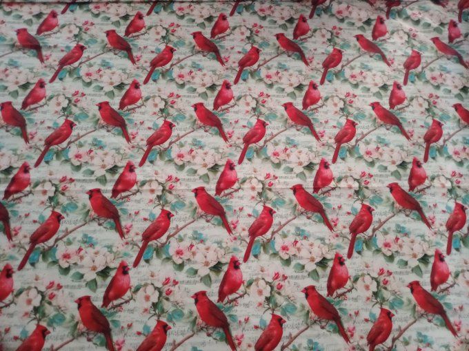 Coupon de tissu imprimé polyester souple et doux motifs oiseaux animaux top qualité