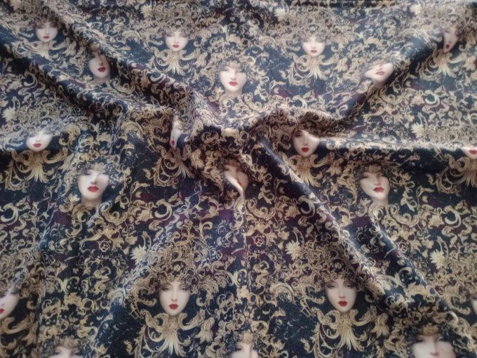 Coupon de tissu imprimé polyester souple et doux motifs femmes vintage top qualité