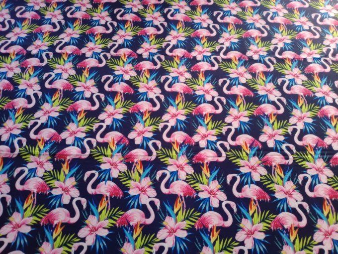 Coupon de tissu imprimé polyester souple et doux motifs flamants roses animaux top qualité