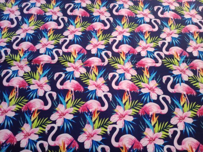 Coupon de tissu imprimé polyester souple et doux motifs flamants roses animaux top qualité