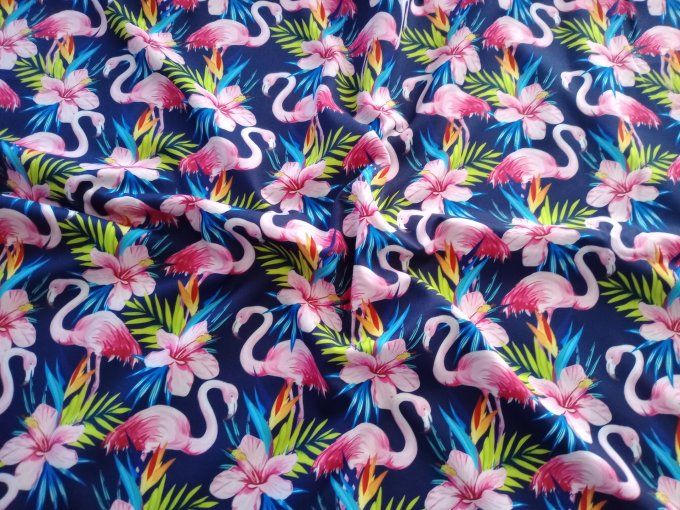 Coupon de tissu imprimé polyester souple et doux motifs flamants roses animaux top qualité
