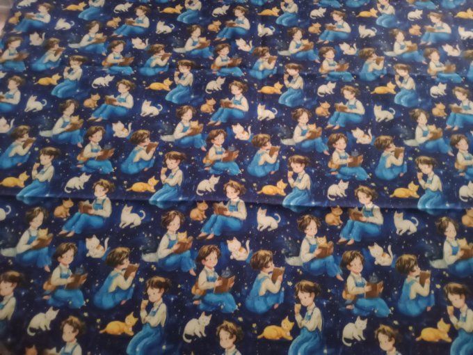 Coupon de tissu imprimé polyester souple et doux motifs enfants chats animaux top qualité