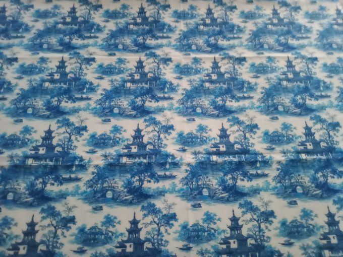 Coupon de tissu imprimé polyester souple et doux motifs paysages asiatiques top qualité