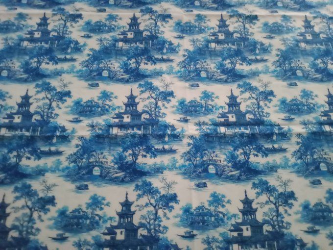 Coupon de tissu imprimé polyester souple et doux motifs paysages asiatiques top qualité