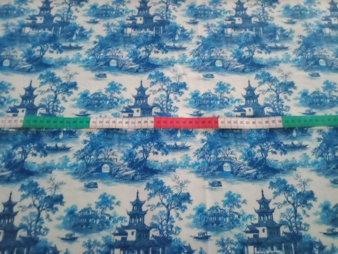 Coupon de tissu imprimé polyester souple et doux motifs paysages asiatiques top qualité