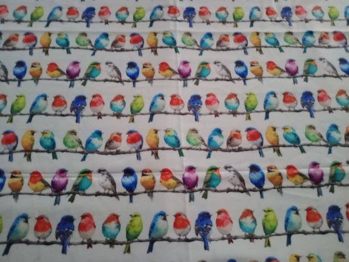 Coupon de tissu imprimé polyester souple et doux motifs oiseaux multicolores animaux top qualité