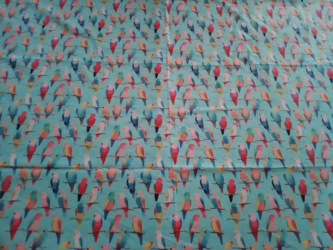 Coupon de tissu imprimé polyester souple et doux motifs oiseaux multicolores animaux top qualité