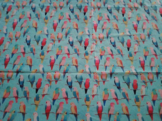 Coupon de tissu imprimé polyester souple et doux motifs oiseaux multicolores animaux top qualité