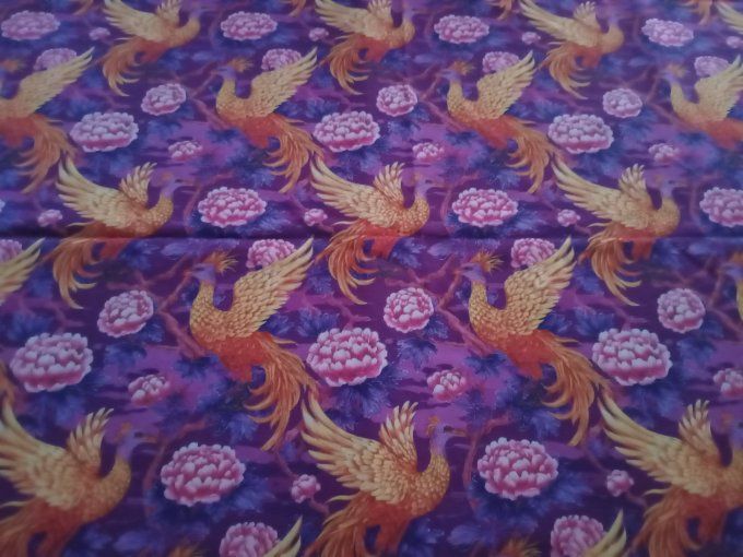 Coupon de tissu imprimé polyester souple et doux motifs oiseaux animaux fleurs top qualité