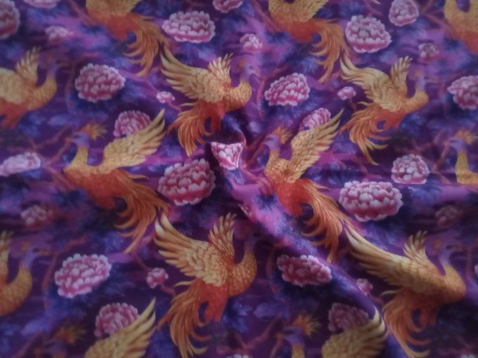 Coupon de tissu imprimé polyester souple et doux motifs oiseaux animaux fleurs top qualité