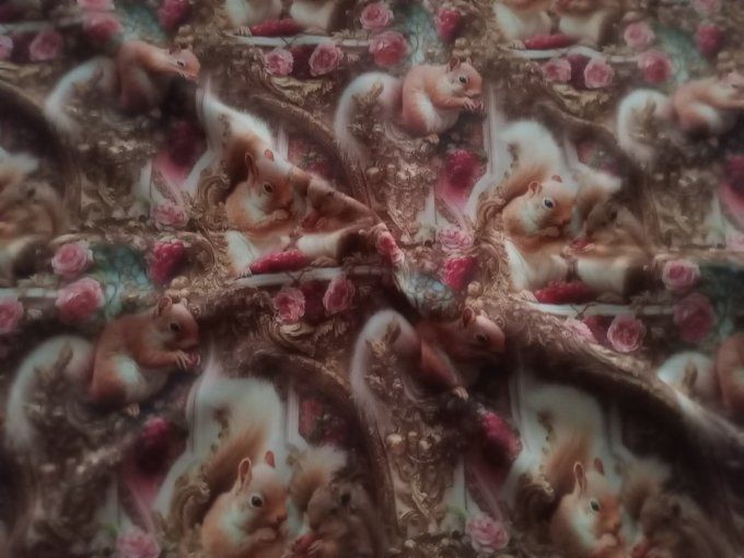 Coupon de tissu imprimé polyester souple et doux motifs écureuils animaux fleurs top qualité
