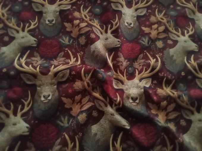 Coupon de tissu imprimé polyester souple et doux motifs cerfs animaux top qualité