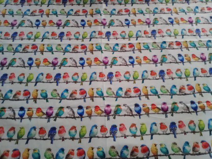 Coupon de tissu imprimé polyester souple et doux motifs oiseaux multicolores animaux top qualité