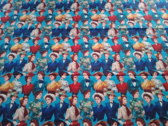 Coupon de tissu imprimé polyester souple et doux motifs femmes vintage rétro top qualité