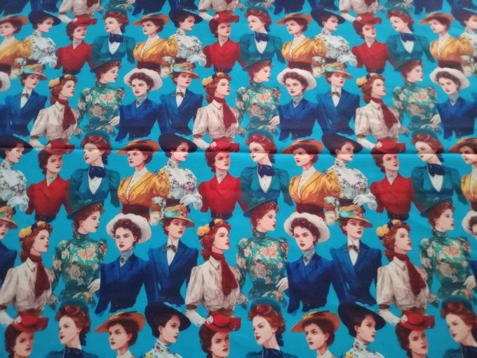 Coupon de tissu imprimé polyester souple et doux motifs femmes vintage rétro top qualité