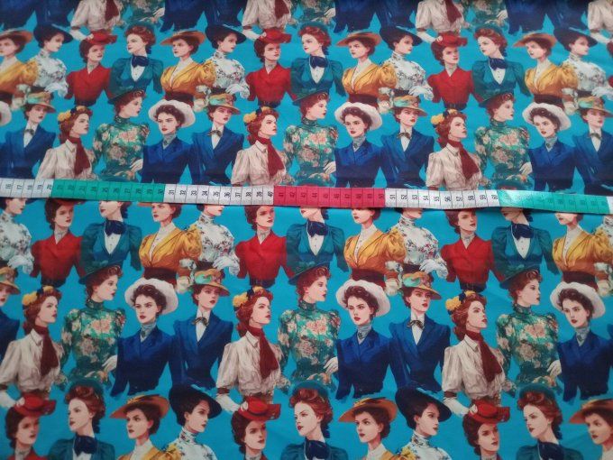 Coupon de tissu imprimé polyester souple et doux motifs femmes vintage rétro top qualité