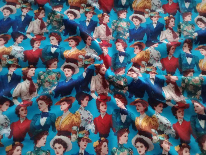 Coupon de tissu imprimé polyester souple et doux motifs femmes vintage rétro top qualité