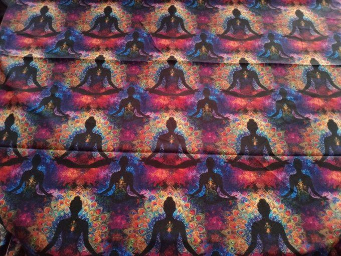 Coupon de tissu imprimé polyester souple et doux motifs bouddha zen top qualité