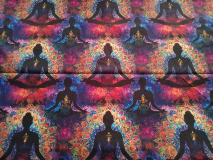 Coupon de tissu imprimé polyester souple et doux motifs bouddha zen top qualité