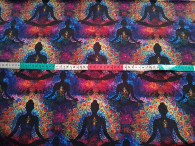 Coupon de tissu imprimé polyester souple et doux motifs bouddha zen top qualité