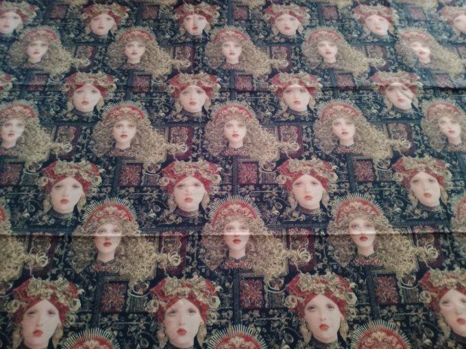 Coupon de tissu imprimé polyester souple et doux motifs femmes vintage rétro top qualité