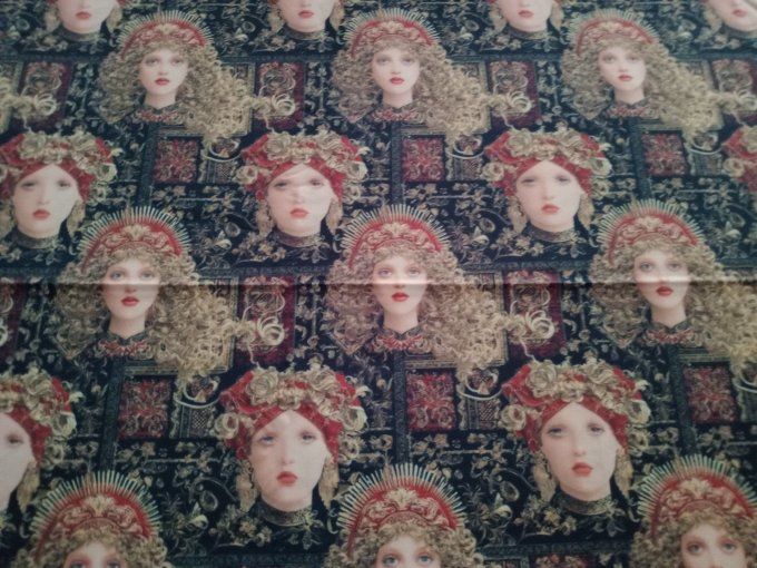 Coupon de tissu imprimé polyester souple et doux motifs femmes vintage rétro top qualité