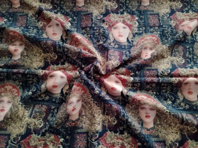 Coupon de tissu imprimé polyester souple et doux motifs femmes vintage rétro top qualité