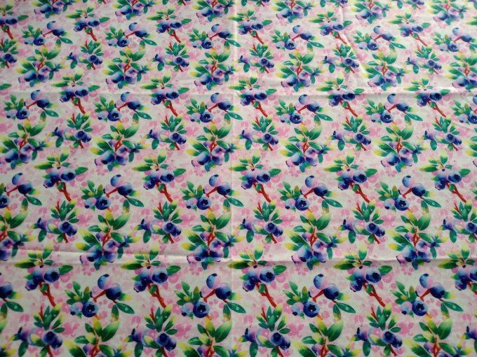 Coupon de tissu imprimé polyester souple et doux motifs fruits top qualité