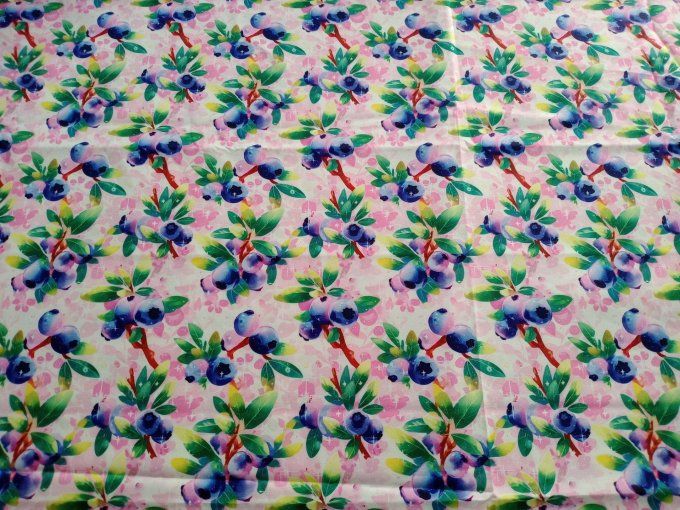 Coupon de tissu imprimé polyester souple et doux motifs fruits top qualité