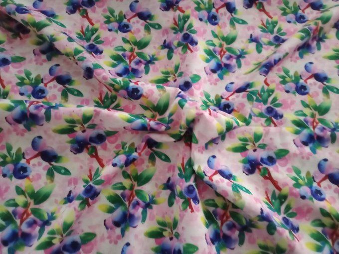 Coupon de tissu imprimé polyester souple et doux motifs fruits top qualité