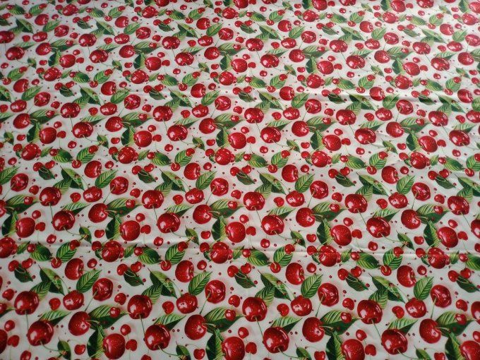 Coupon de tissu imprimé polyester souple et doux motifs fruits cerises top qualité