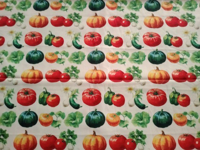 Coupon de tissu imprimé polyester souple et doux motifs légumes top qualité